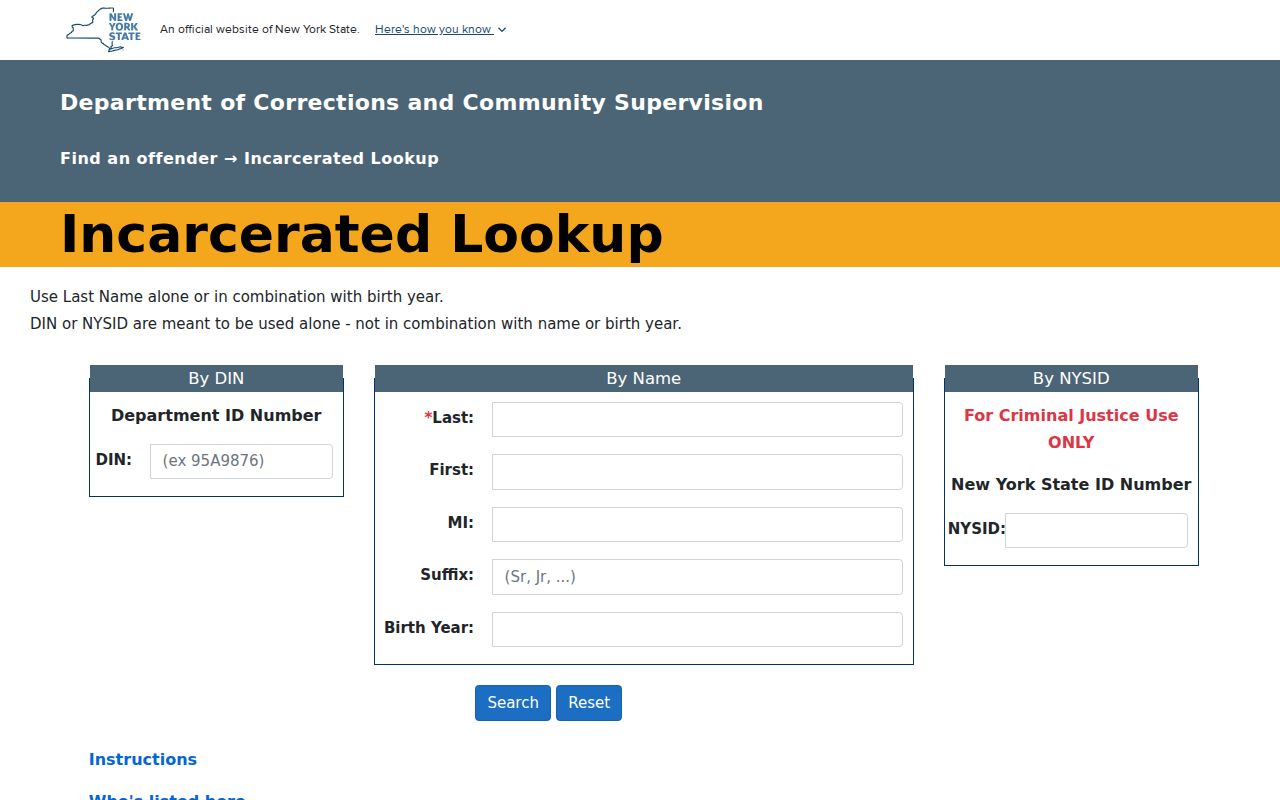 Suffolk County arrest history DOCCS state custody lookup