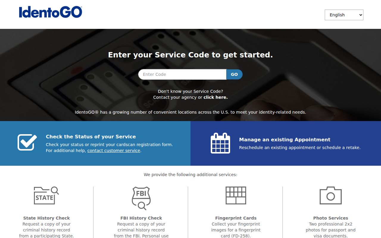 Suffolk County criminal history IdentoGO fingerprint scheduling interface