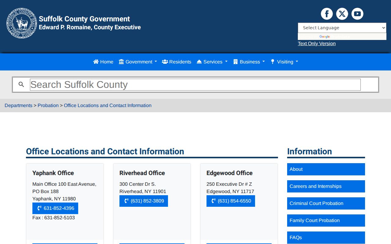 Suffolk County criminal history probation office location list