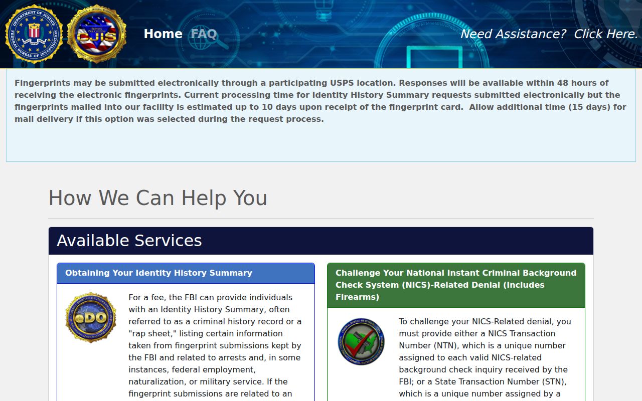 FBI identity history portal distinguished from Suffolk County sex offender records